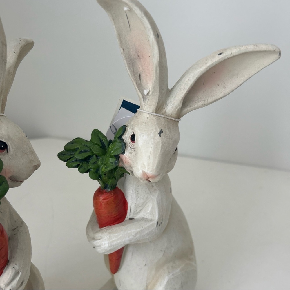 White Bunny Figurines with Carrots by Martha Stewart Set of 2 - Picture 6 of 9